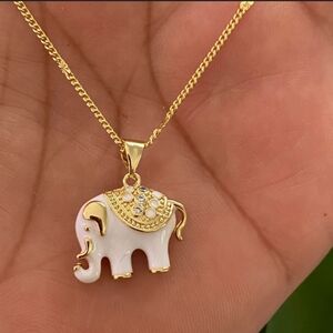 Gold Elephant Pendant Necklace